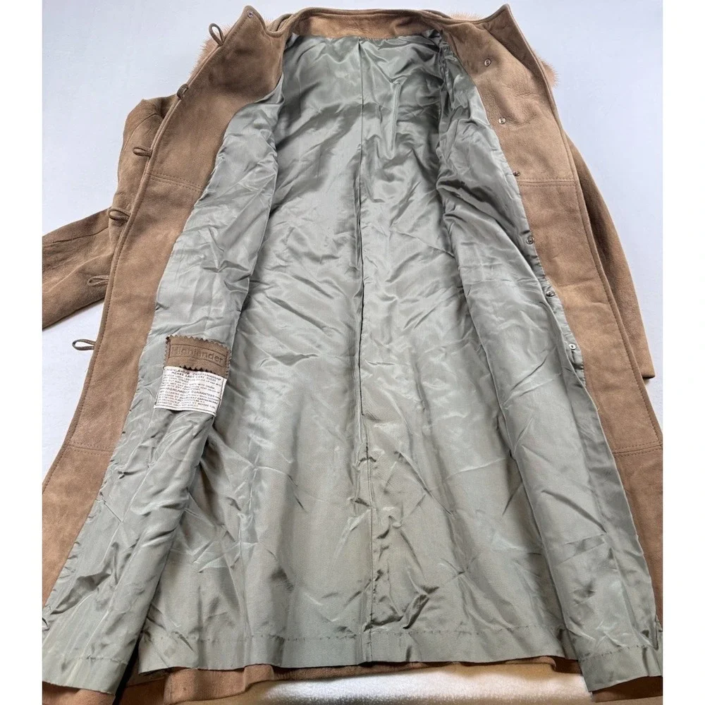 Highlander Vtg 1960's Brown Suede Mink Collar Coat Size M
